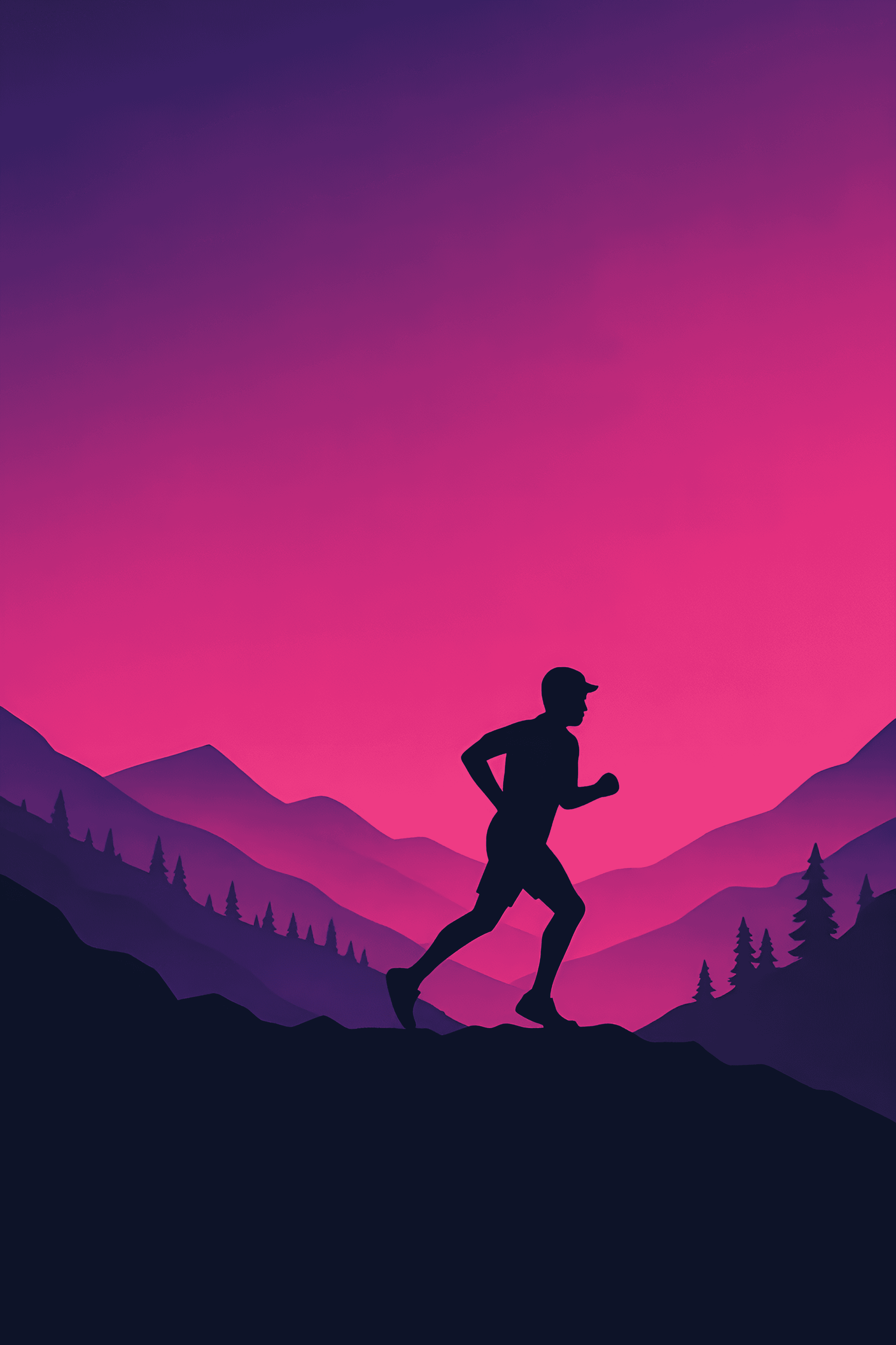 Silhouette de coureur trail nocturne